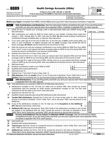 Federal Form 8889 (Health Savings Accounts (HSAs)) .